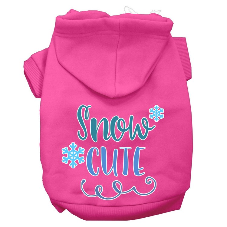 Snow Cute Screen Print Dog Hoodie Bright Pink XS